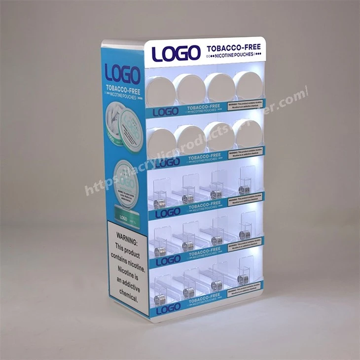 Led Acrylic Nicotine Pouches Snus Display With Pusher Led Acrylic Nicotine Pouches Snus Display With Pusher