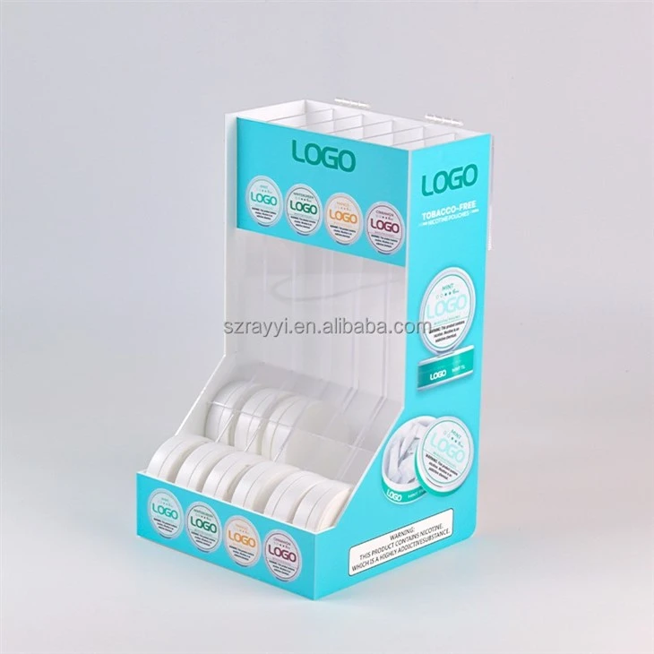 Center Top Acrylic Nicotin Pouch Snus Display