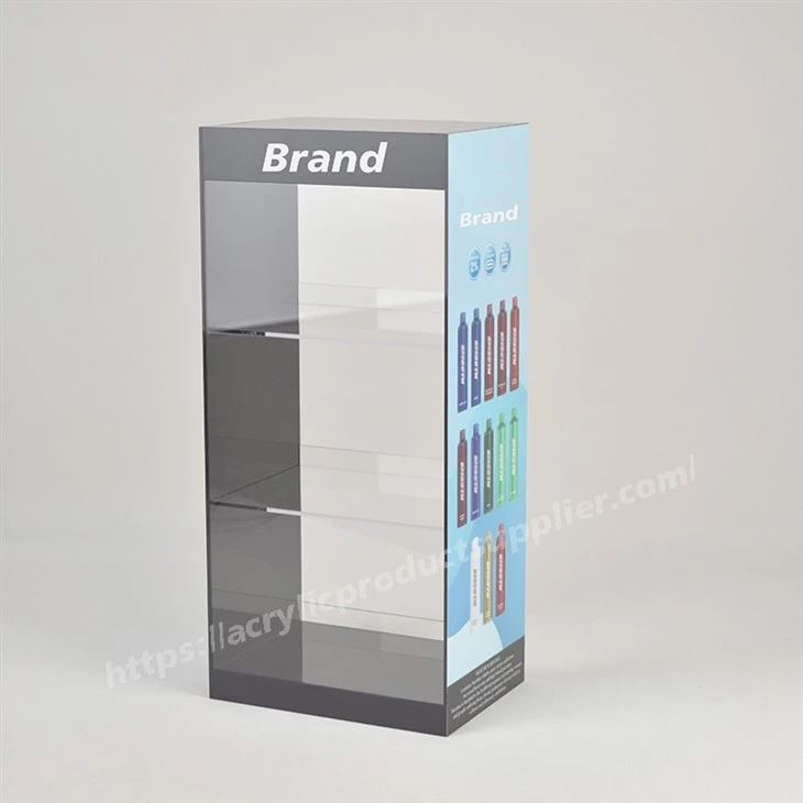 Black 3 Tiers Acrylic Cigarette Display Rack For Smoke Shop