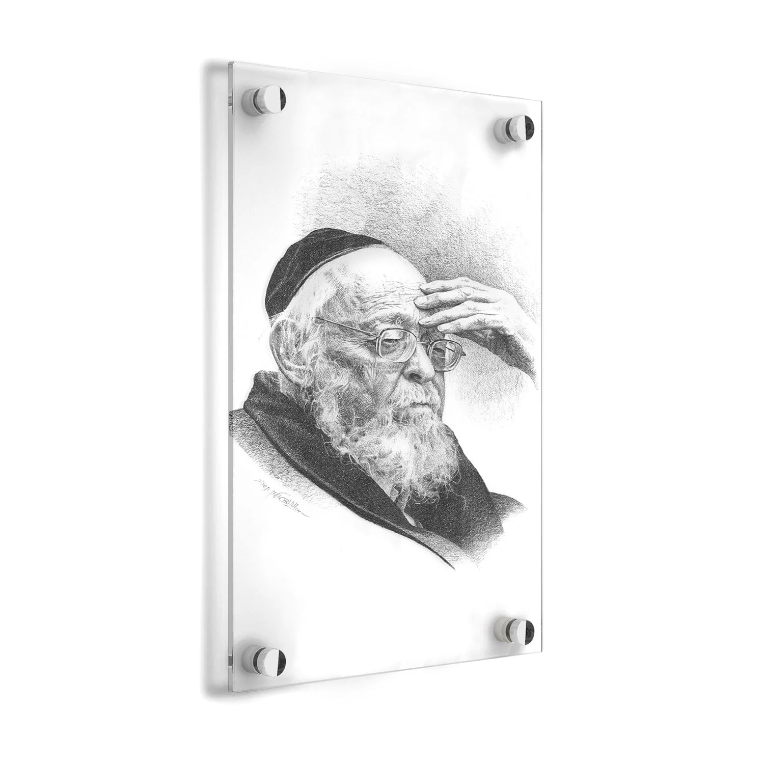 Custom Judaica Torah Scholar Lucite Gadol Sketch Custom Judaica Torah Scholar Lucite Gadol Sketch