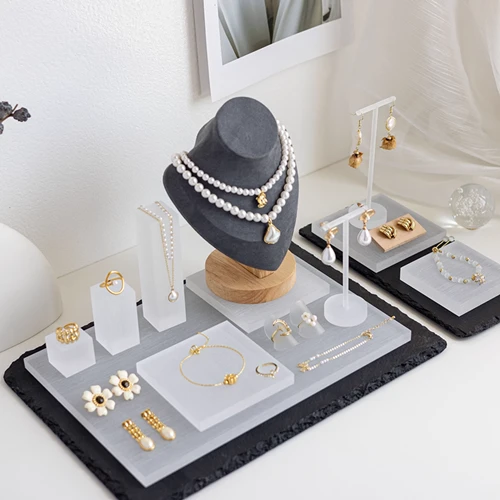 Lucite & Frosted Acrylic Jewelry Display Stands Lucite & Frosted Acrylic Jewelry Display Stands