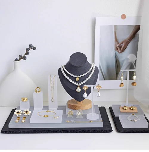 Lucite & Frosted Acrylic Jewelry Display Stands Lucite & Frosted Acrylic Jewelry Display Stands