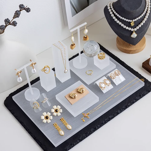 Lucite & Frosted Acrylic Jewelry Display Stands Lucite & Frosted Acrylic Jewelry Display Stands