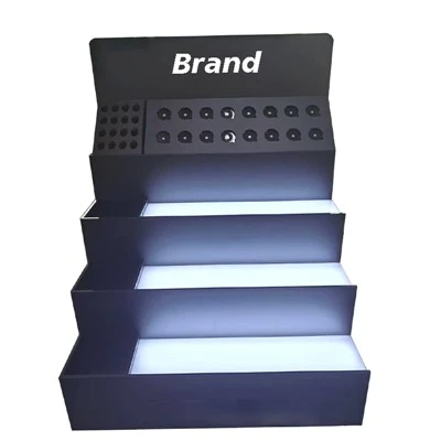 LED Luxury Matte Counter 4-Layers Cosmetic Acrylic Display Stand