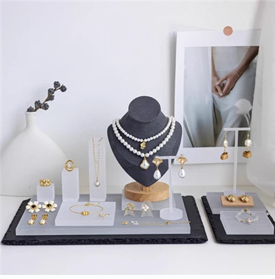 Lucite & Frosted Acrylic Jewelry Display Stands